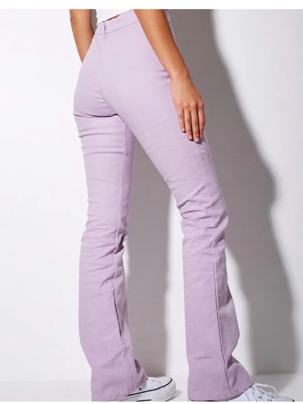 Motel Rocks High Rise Bootcut Stretch Lilac Pants - Picture 2 of 8